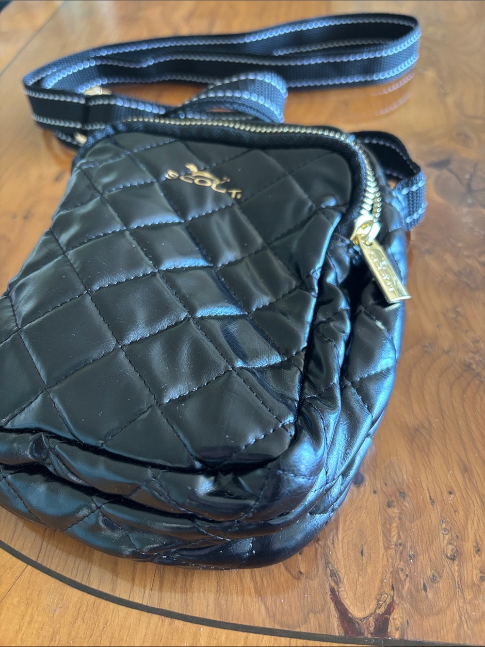 Scout ‎ Small Quilted Black Crossbody Bag with Gold Hardware